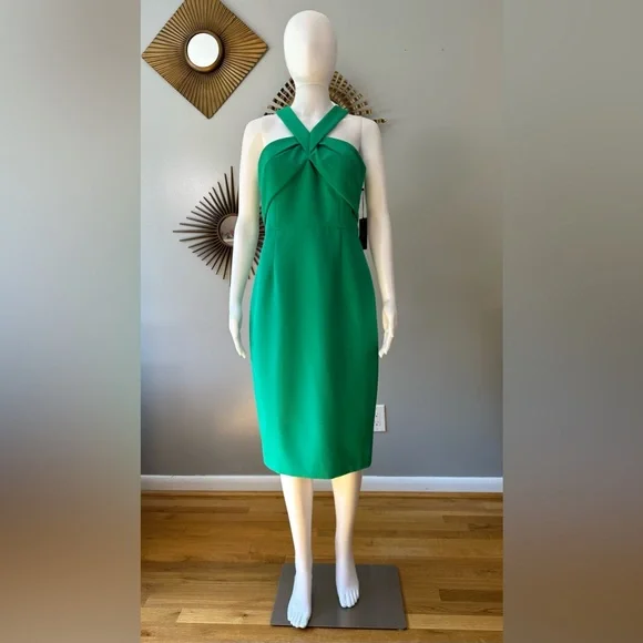 Vince Camuto Sleeveless Halter Sheath Dress, Womens, 6, Green